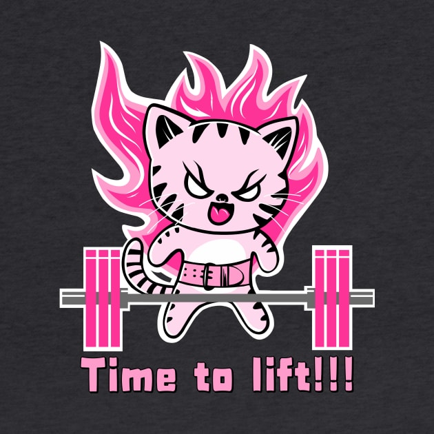 Weight lifting cat, gym girl, fitness girl by TimAddisonArt